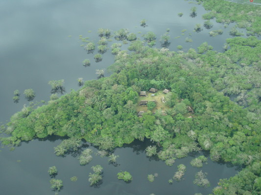 Cuyabeno Lodge located at the big lagoon
