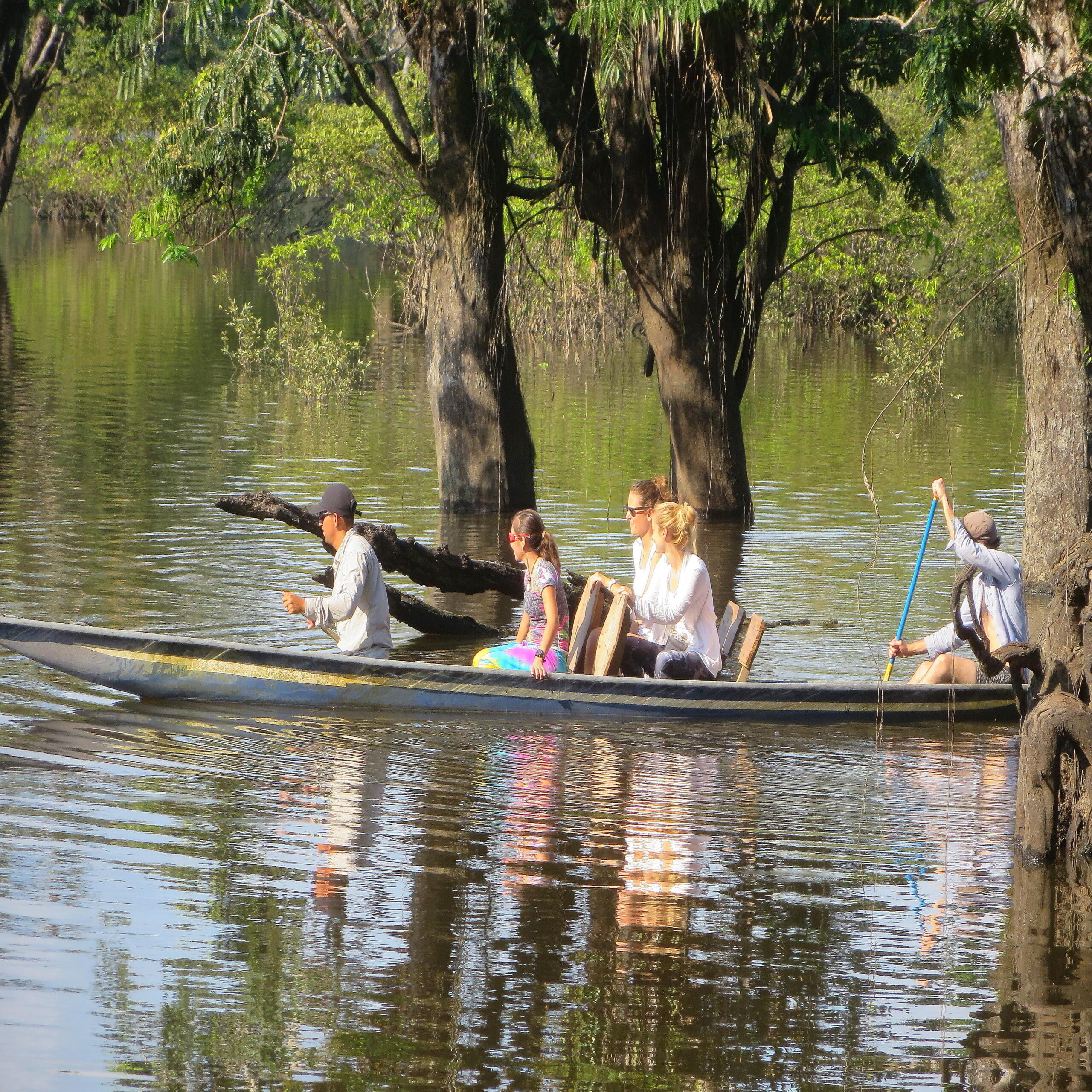 PADDLING RIGHT FROM THE CUYABENO LODGE LANDING INTO THE SWAM OF THE CUYABENO WILDLIFE RESERVE